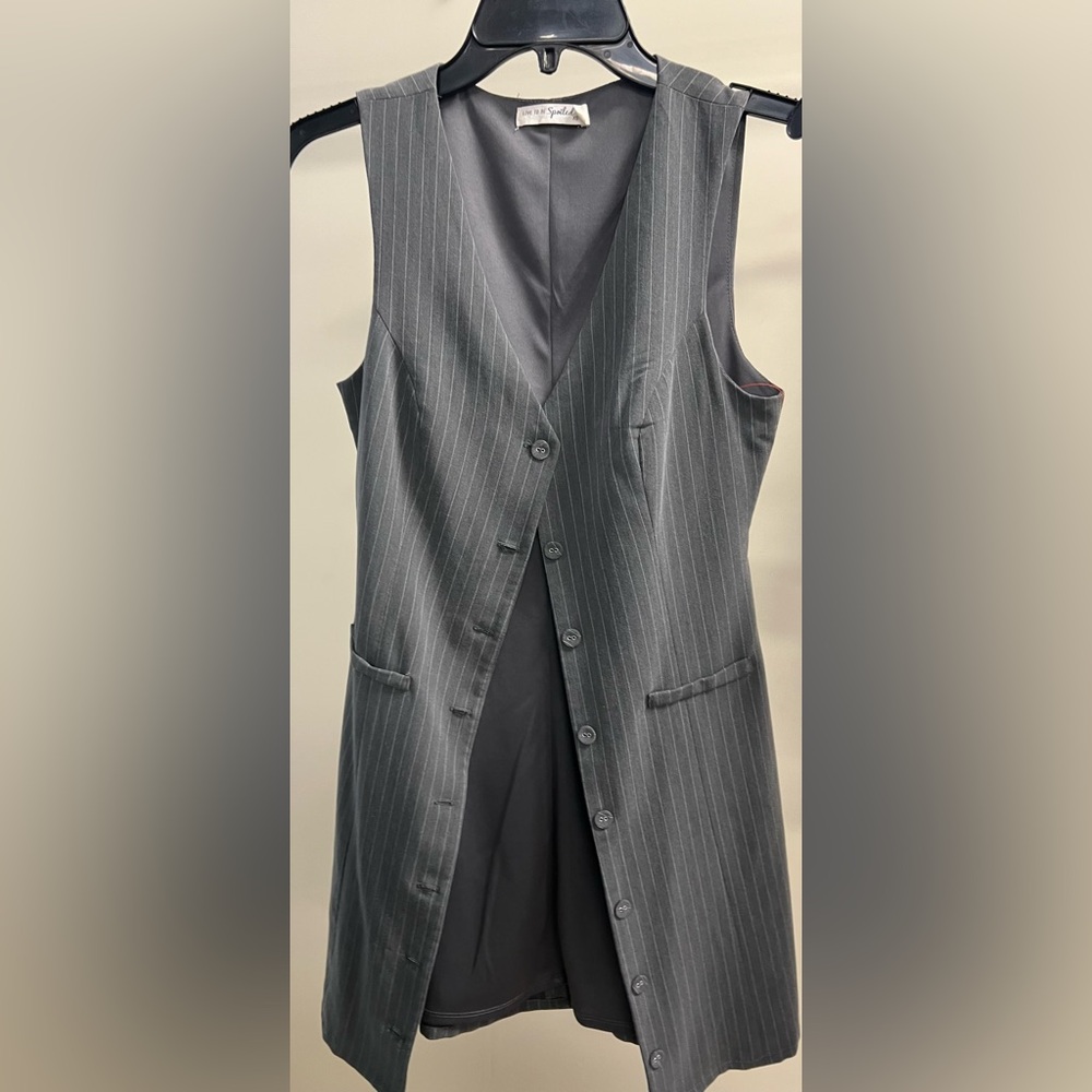 Live To Be Spoiled Gray Pinstripe Dress